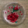 Hand Carved Oak Roundel of Rose and drops of blood