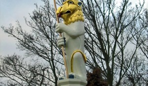 Hand Carved Heraldic Lion