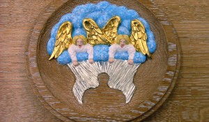 Oak Carved Roundel with Angels
