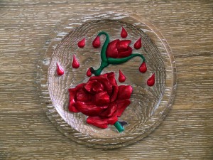 Hand Carved Roundel with Rose Bloom