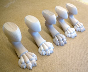Hand Carved Claw Feet in Lime