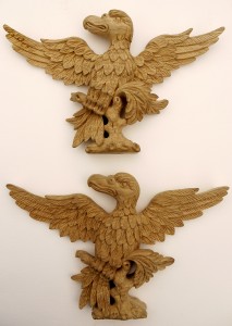 Pair of Eagles Hand Carved in Lime