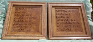 Oak panels with carved names