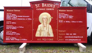 Bespoke Exterior Church Sign Hand Painted with Gilded Lettering and Imagery